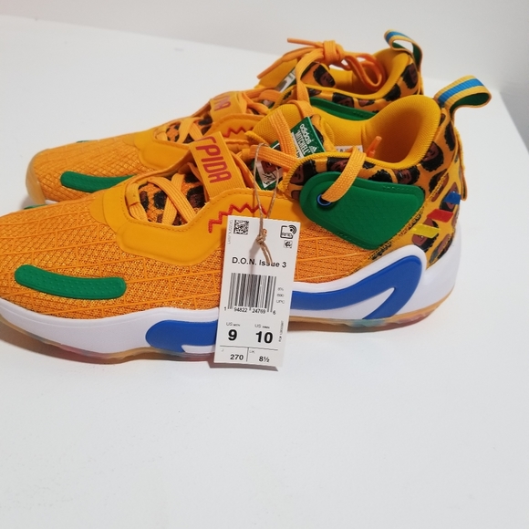 New Adidas x D.O.N issue 3 size 10 basketball yellow with green and blue - Picture 3 of 10